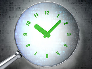 Image showing Timeline concept:  Clock with optical glass