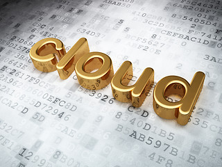 Image showing Networking concept: Golden Cloud on digital background