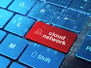 Image showing Cloud computing concept: Cloud Network and Cloud Network on comp