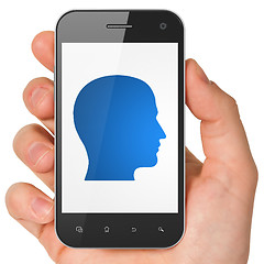 Image showing Information concept: Head on smartphone