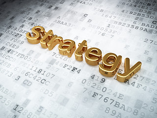 Image showing Finance concept: Golden Strategy on digital background