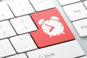Image showing Timeline concept: Alarm Clock on computer keyboard