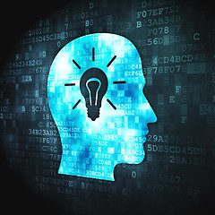 Image showing Data concept: Head Whis Light Bulb on digital background