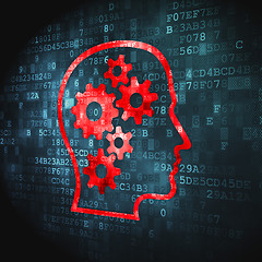 Image showing Business concept: Head With Gears on digital background