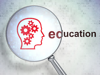 Image showing Education concept: Head With Gears and Education with optical gl