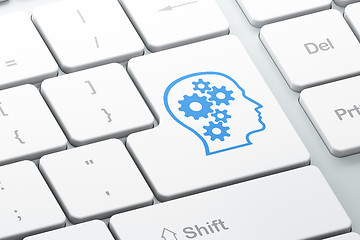 Image showing Education concept: Head With Gears on computer keyboard