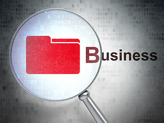 Image showing Finance concept: optical glass with Folder icon and &quot;Business&quot;