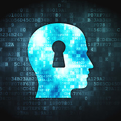 Image showing Information concept: Head Whis Keyhole on digital background