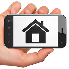 Image showing Finance concept: smartphone with Home.