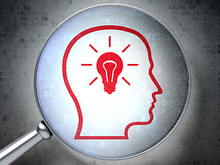 Image showing Education concept:  Head Whis Lightbulb with optical glass