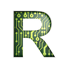 Image showing Electric curcuit board letters and numbers collection: R isolate