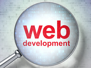 Image showing Web development SEO concept: optical glass with words Web Develo