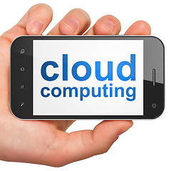 Image showing Cloud computing technology, networking concept: smartphone with