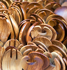 Image showing Olive wood salad spoons