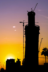 Image showing Doha tower construction silhouette