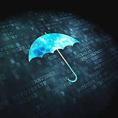 Image showing Protection concept: Umbrella on digital background