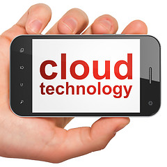 Image showing Cloud computing technology, networking concept: smartphone with