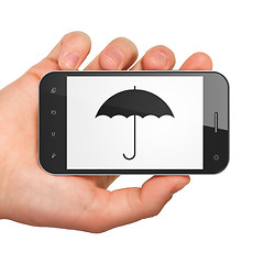 Image showing Privacy concept: smartphone with Umbrella.