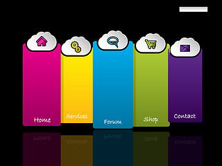 Image showing Website template with labels and cloud shaped buttons