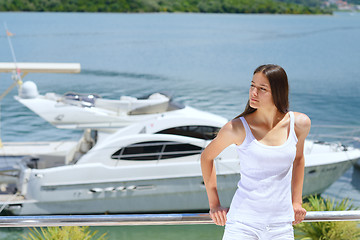 Image showing woman on luxury yacht