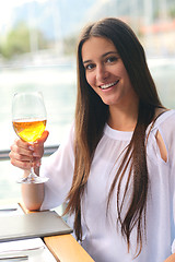 Image showing couple having lanch at beautiful restaurant