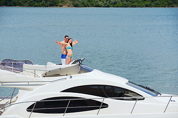 Image showing young couple on yacht