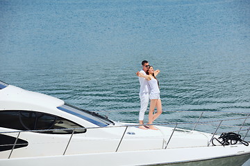 Image showing young couple on yacht