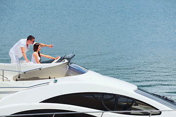 Image showing young couple on yacht