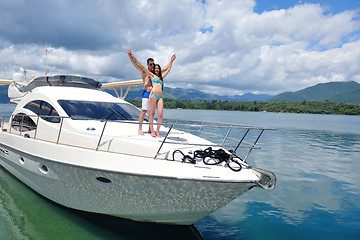 Image showing young couple on yacht