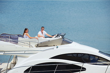 Image showing young couple on yacht