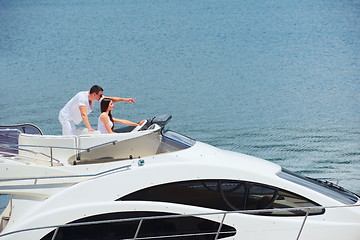 Image showing young couple on yacht