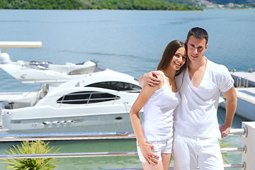 Image showing young couple on yacht