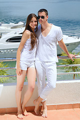 Image showing young couple on yacht