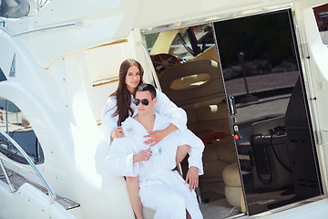 Image showing young couple on yacht