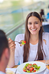 Image showing couple having lanch at beautiful restaurant