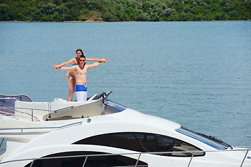 Image showing young couple on yacht