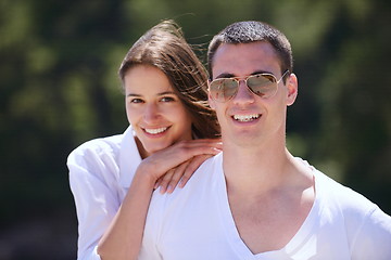 Image showing happy couple have fun on the beach