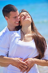 Image showing happy couple have fun on the beach