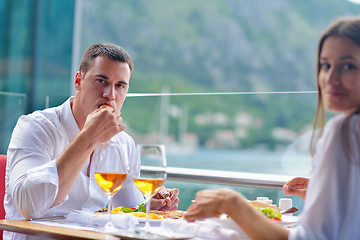 Image showing couple having lanch at beautiful restaurant