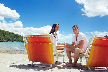 Image showing happy couple have fun on the beach