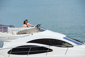 Image showing young couple on yacht