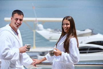 Image showing young couple on yacht