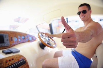 Image showing young man on yacht