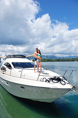 Image showing young couple on yacht