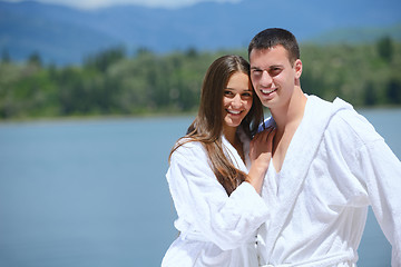 Image showing young couple on yacht