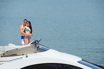 Image showing young couple on yacht