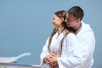 Image showing young couple on yacht