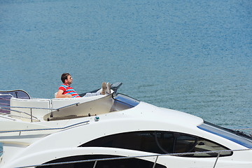 Image showing young couple on yacht