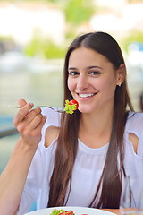 Image showing couple having lanch at beautiful restaurant