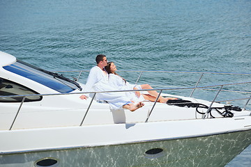 Image showing young couple on yacht